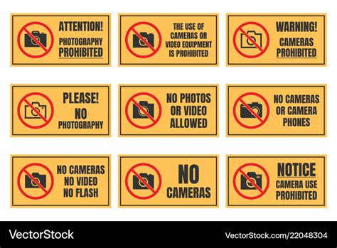 No Photo Sign Photography Prohibited Signboard Vector Image