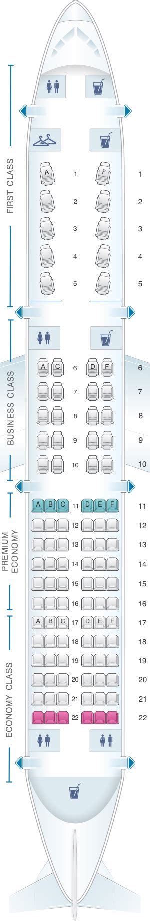 Seat Map American Airlines Airbus A321 Transcontinental