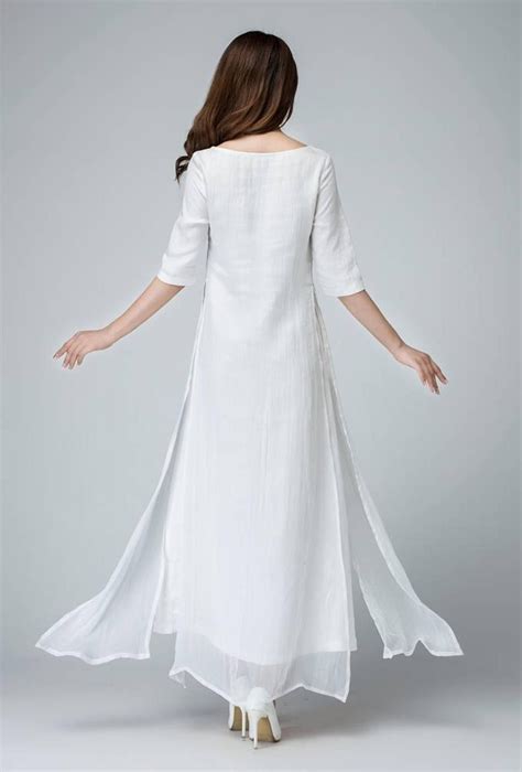 White Linen Dress Linen Dress Linen Wrap Dress Womens Etsy Linen