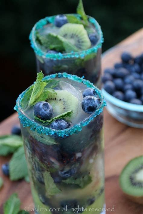 Kiwi Blueberry Mojito Made With Fresh Kiwis