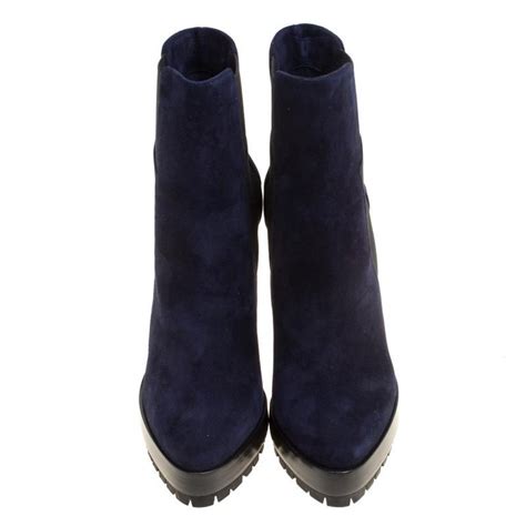 casadei navy blue suede platform ankle boots size 37 for sale at 1stdibs