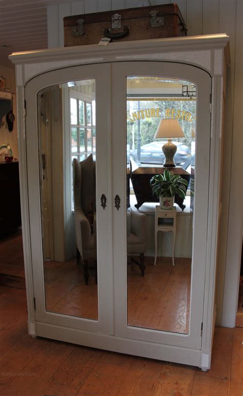 You may also use these mirror doors for looking at yourself while dressing. French Painted Two Door Mirrored Wardrobe - Antiques Atlas