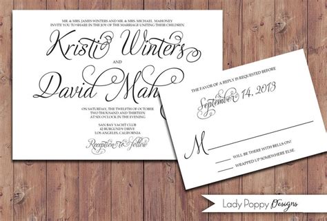 Script Calligraphy Kristi Printable Wedding By Ladypoppydesigns