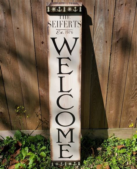Porch Welcome Sign Vertical Wooden Sign Personalized Welcome Sign