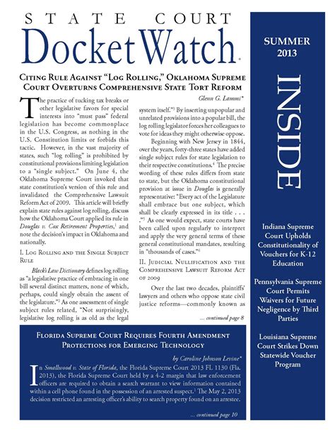 State Court Docket Watch Summer 2013 | The Federalist Society