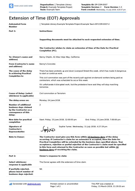 Project Delay Notice Template