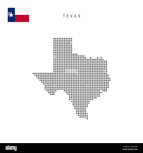 Square Dots Pattern Map Of Texas Dotted Pixel Map With Flag Isolated