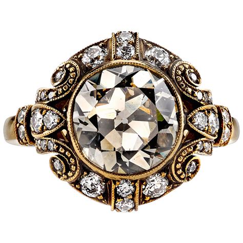 Ensure that the jeweler has a valid certificate to sell in your state read online reviews of the jewelry company or person selling the ring 3.07 Carat Old Mine Cut Diamond Gold Engagement Ring at ...