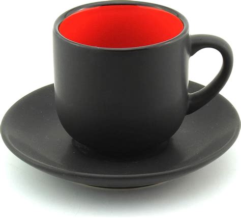 Bruntmor 4 Oz Espresso Cups And Saucers Set Made Of Pro Grade Porcelain Thats Chip Resistant