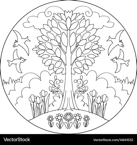 Spring Tree Mandala Royalty Free Vector Image Vectorstock