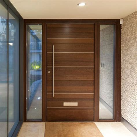 Modern Residence Villa Main Front Solid Core Wooden Doors Veneer Solid