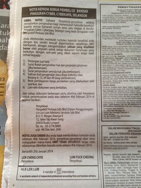 Malaysia leading cloud based accounting & payroll solution. Emmymazli: Kes Pemaju Taman Pinggiran Cyber Gulung Tikar!!