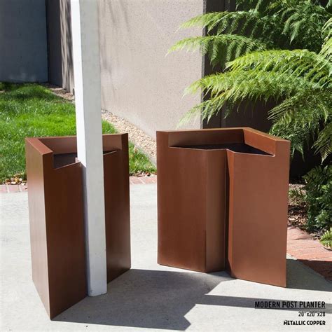 Modern Tapered Square Fiberglass Post Planters Square Planters