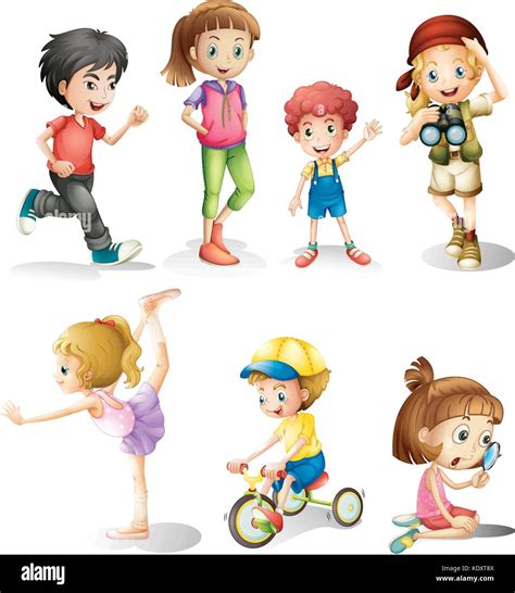 Children In Many Actions Illustration Stock Vector Image And Art Alamy