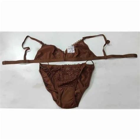 Brown Non Padded Ladies Lycra Netted Bra Panty Set Mid Size 34 At Rs
