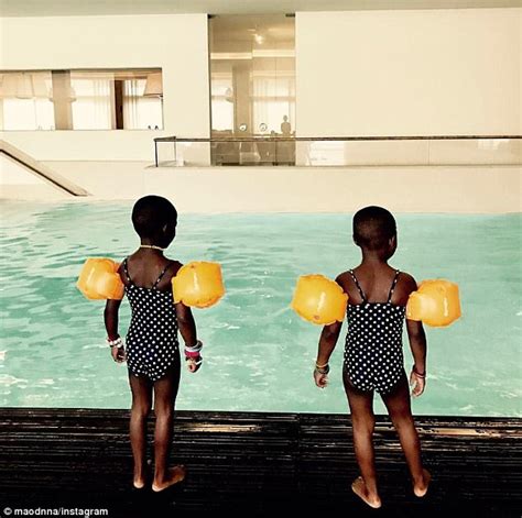 Madonna Shares Photo Of Twins In Polka Dot Bathing Suits Daily Mail