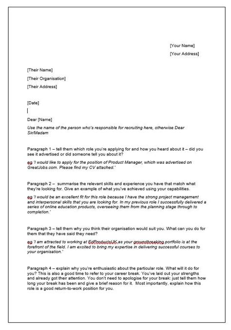 free career break cover letter template how to explain a career break in your cover letter