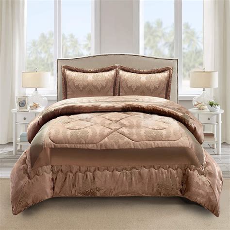 3 Piece Quilted Bedspread Bed Throw Heavy Jacquard Comforter Set With 2