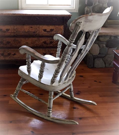 Large Rocking Chair Shabby Chic Rocker Painted Furniture Wood