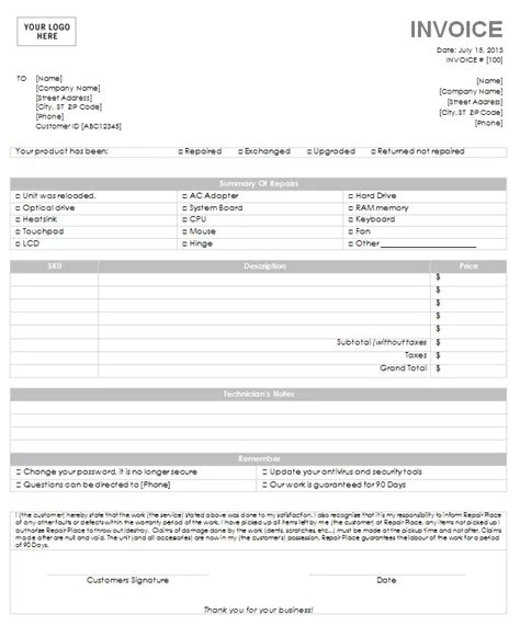 Computer Repair Invoice Template Get Your Free Invoice Template