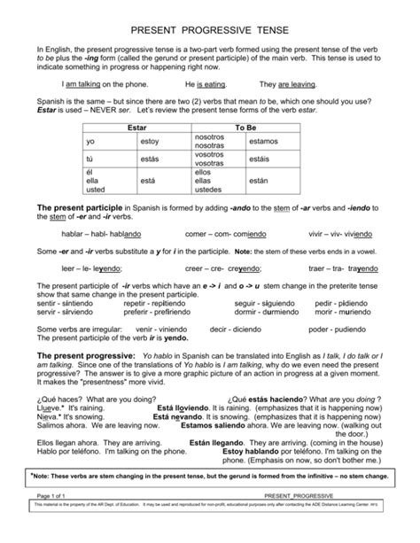 Present Progressive Tense