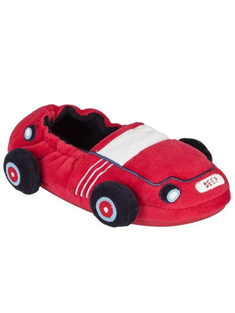John Lewis Childrens Racing Car Slippers Red At John Lewis And Partners