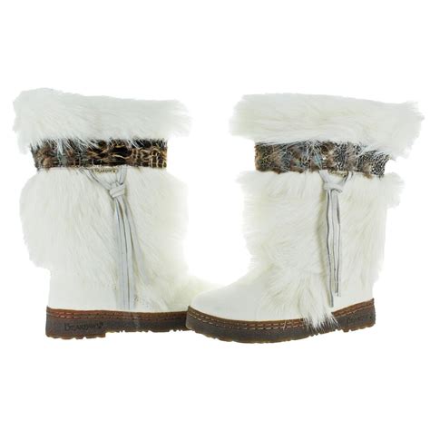 Bearpaw Kola Womens Goat Fur Sheepskin Exotic Snow Boots Ebay