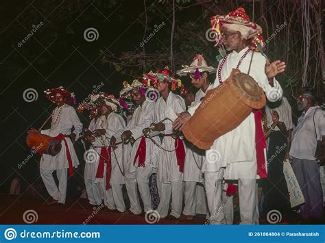 Folk Artist From Konkan Performing Khele Traditional Drama Editorial