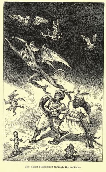 Ernest Grisets Depiction Of A Vetala Escaping From King Vikram In