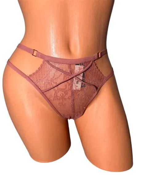 Victorias Secret Very Sexy Lace Cheeky Panty Thong Strappy Brown Mauve