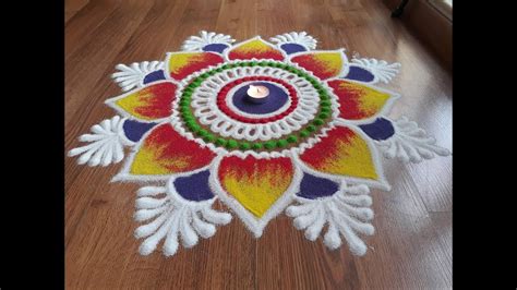 Simple And Easy Freehand Flower Rangoli Designs With Colours By Shital