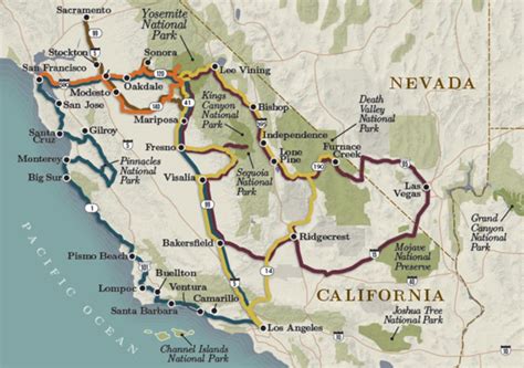 Map Of California And Yosemite London Top Attractions Map