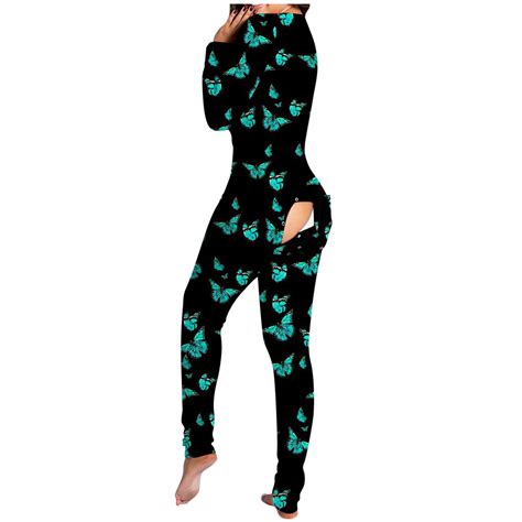 Qucoqpe Plus Size Onesies Pajamas For Women Long Sleeve Butt Flap Sexy