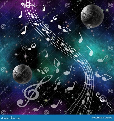 Fantasy Image Music Of Space With Planets And Treble Clef Stock