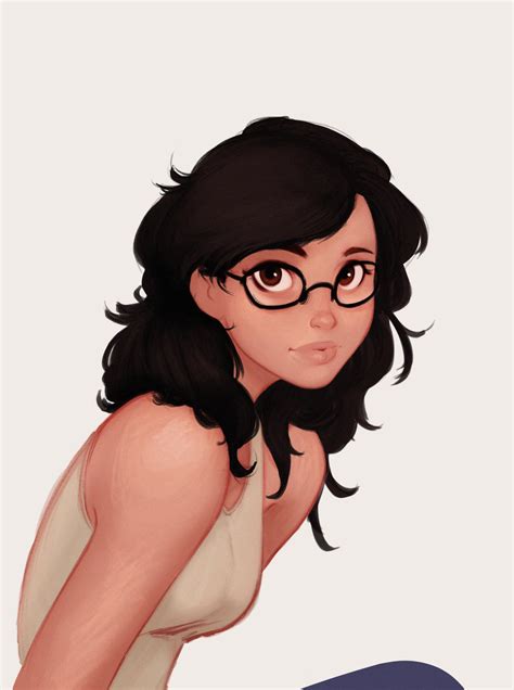 Anime Girl With Red Glasses And Black Hair Maxipx