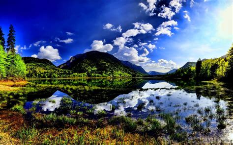 Mountain Lake Reflection Hd Desktop Wallpaper Widescreen High