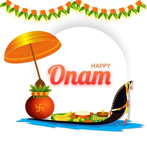 Happy Onam Banner Or Poster Design With Worship Pot Traditional Stock