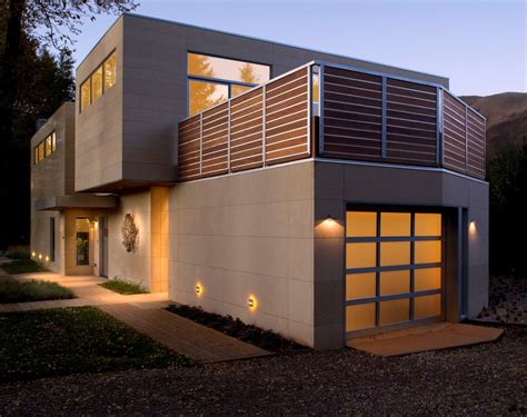 Modern Home Exterior With Warm Lighting Modern Exterior Denver