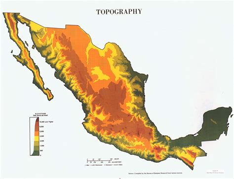 Large Topography Map Of Mexico 1975 Mexico North America