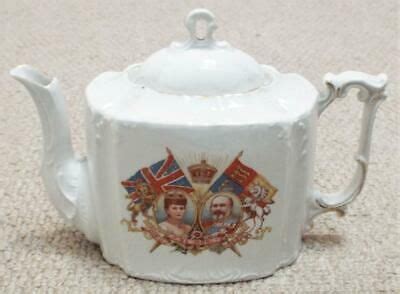 King Edward Vii Queen Alexandra Antique Coronation Ceramic Teapot Ebay Tea Pots