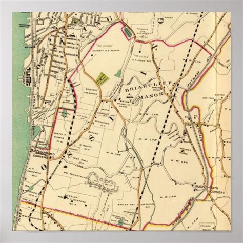 Map Of Briarcliff Manor New York 1908 Poster Au