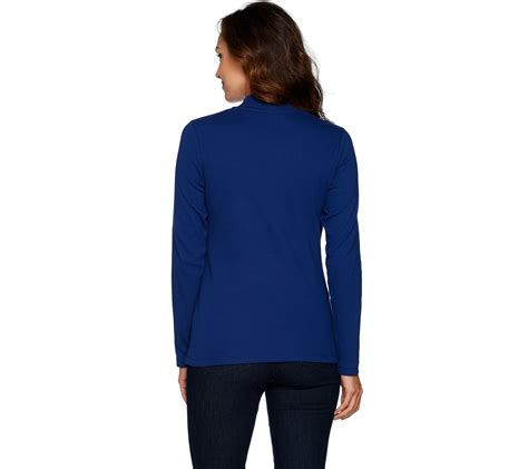 Denim And Co Essentials Ribbed Long Sleeve Mock Neck Top Page 1 —