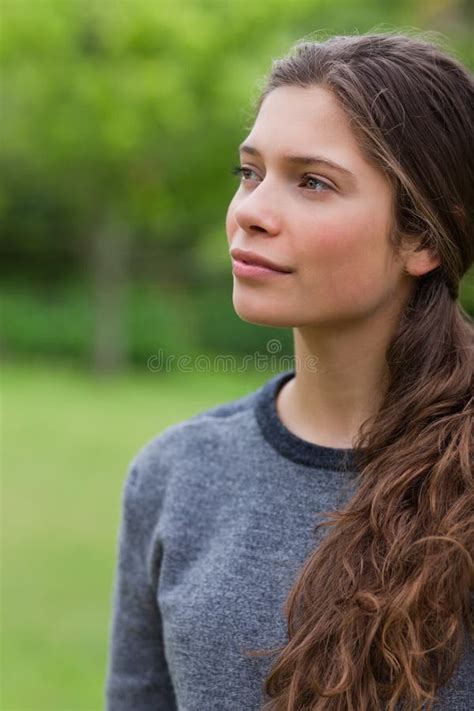 Thoughtful Young Girl Looking Towards The Side Stock Image Image Of