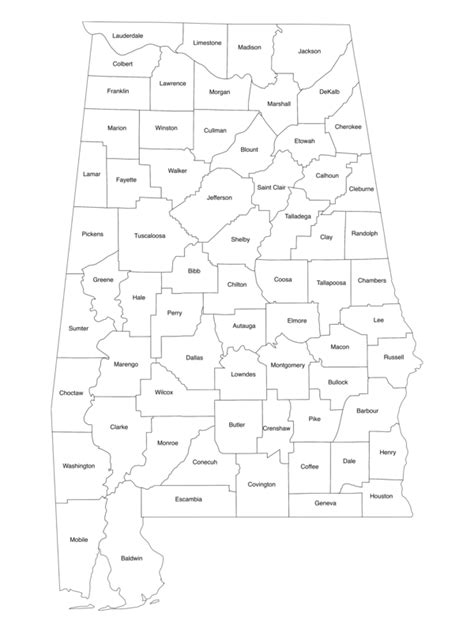 Printable Map Of Alabama County With Label · Inkpx