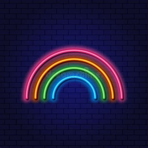 Rainbow Neon Sign Glowing Vector Retro Sign Stock Vector