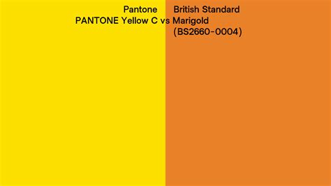 Pantone Yellow C Vs British Standard Marigold Bs2660 0004 Side By