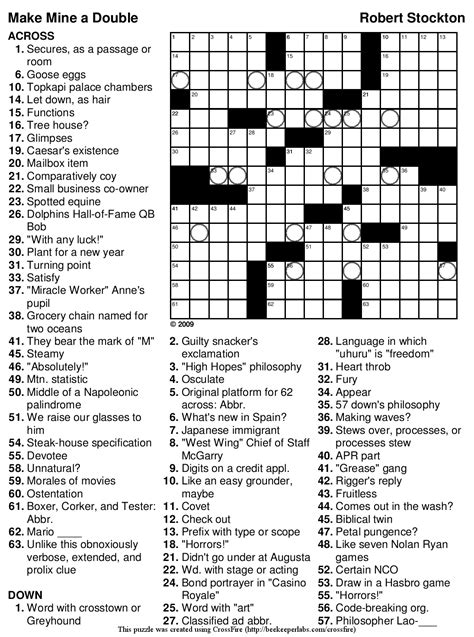 If you get stumped on any of them, not to worry, of course we will give you the answers! hard crossword puzzles printable That are Delicate | Hunter Blog