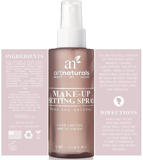 Artnaturals Natural Makeup Setting Spray 4 Fl Oz120ml Long Lasting And