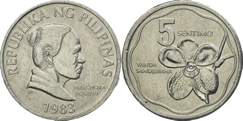 Coin Philippines 5 Sentimos 1983 Aluminum Km239 Asian And