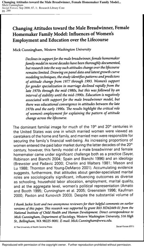 Pdf Influences Of Women’s Employment On The Gendered Division Of Household Labor Over The Life